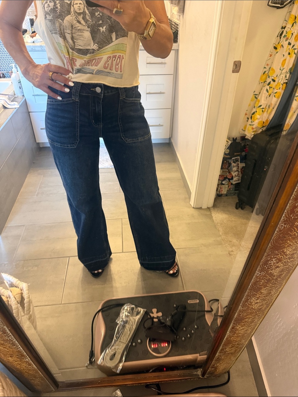 High-Rise Dark Blue Wide-Leg Women's Jeans